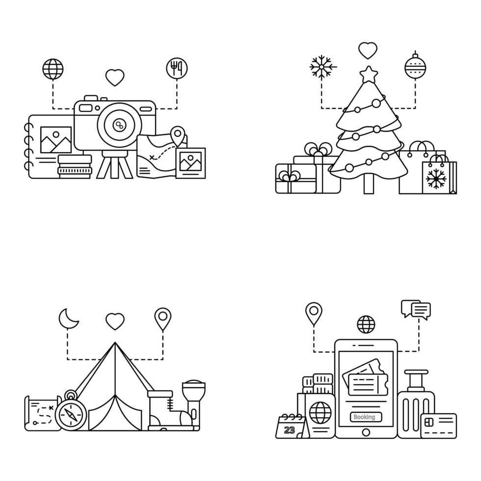 Pack of Misc Linear Illustrations vector