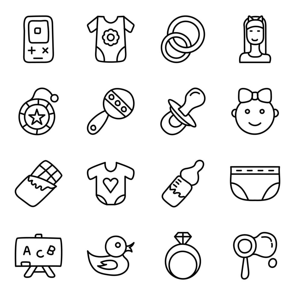 Pack of Childhood Memories Linear Icons vector