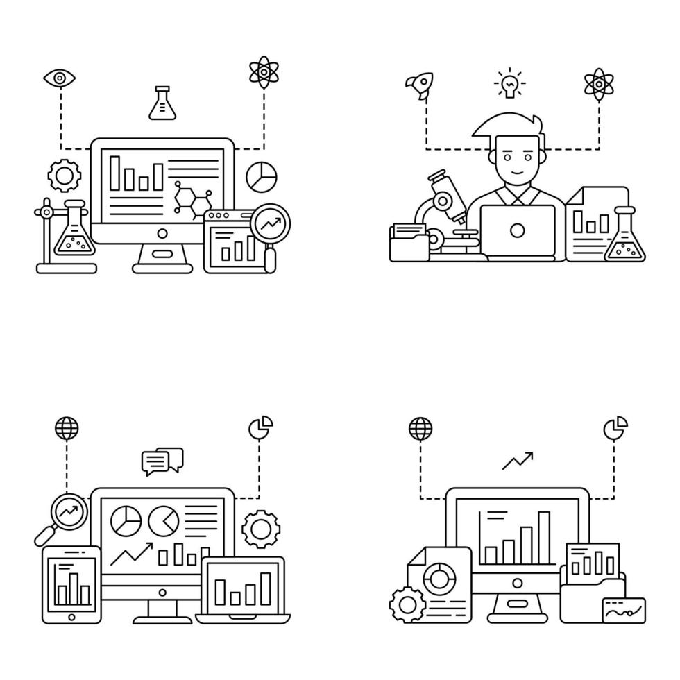 Pack of Misc Linear Illustrations vector