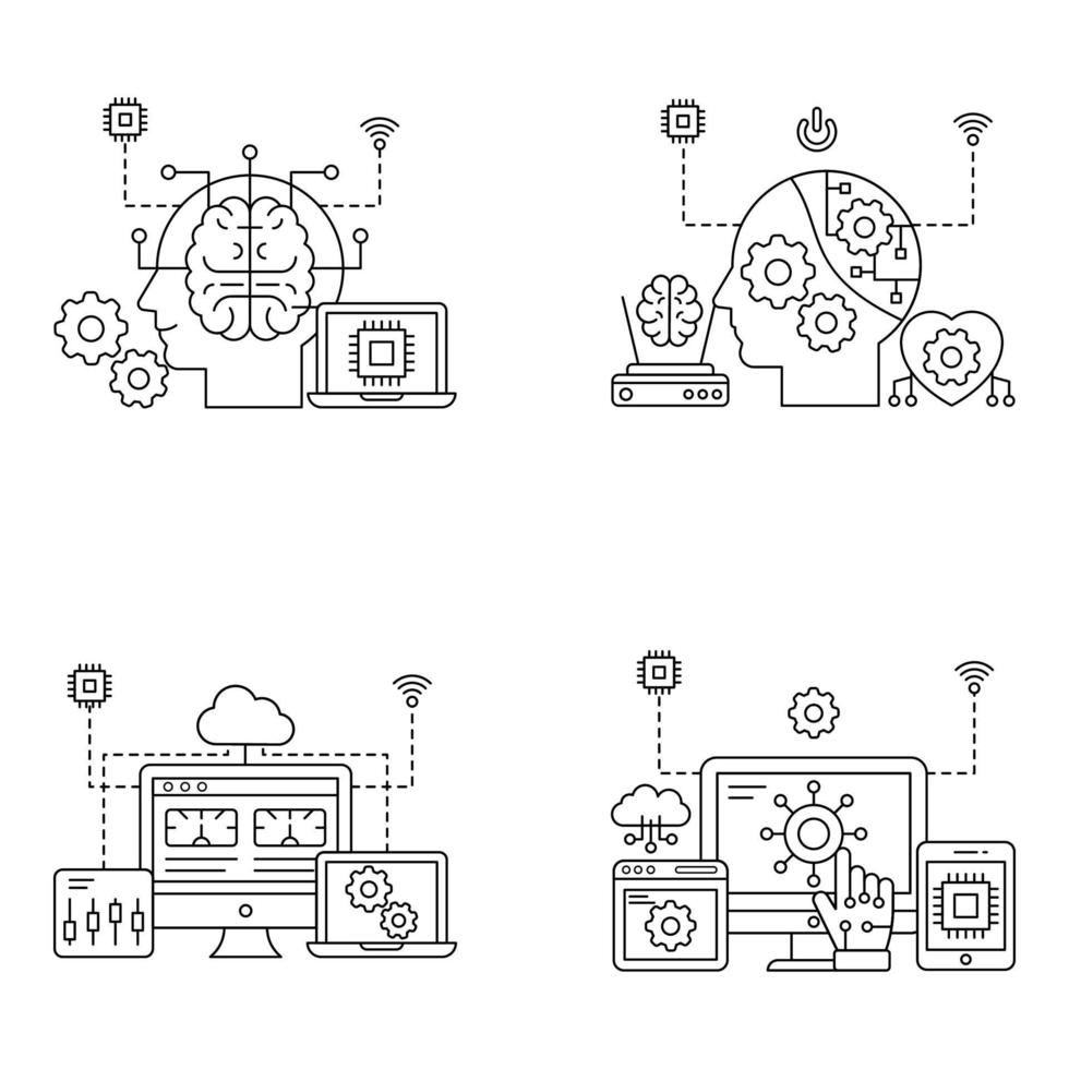 paquete de ilustraciones misceláneas lineales vector