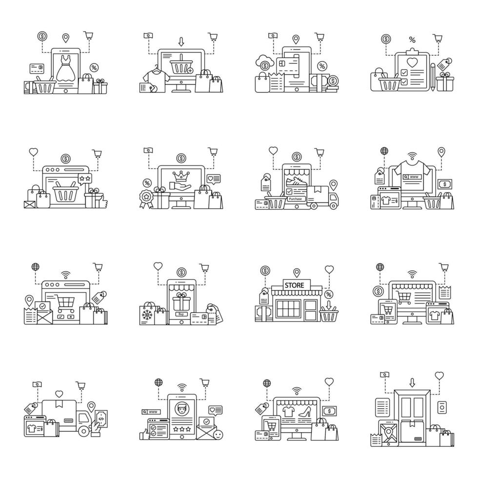 Pack of Misc Linear Illustrations vector