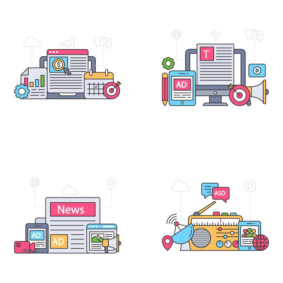 Ilustraciones de pack seo flat vector