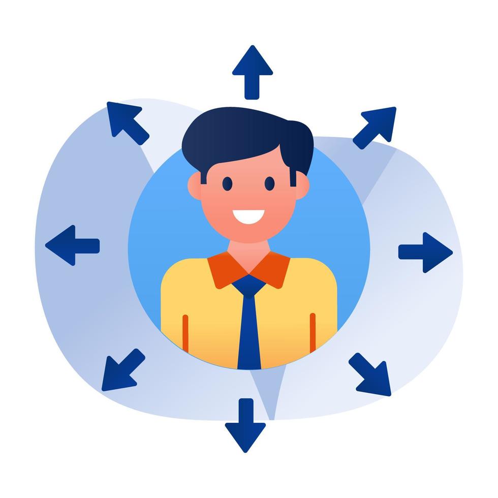 Flat design icon of multi skilled employee vector