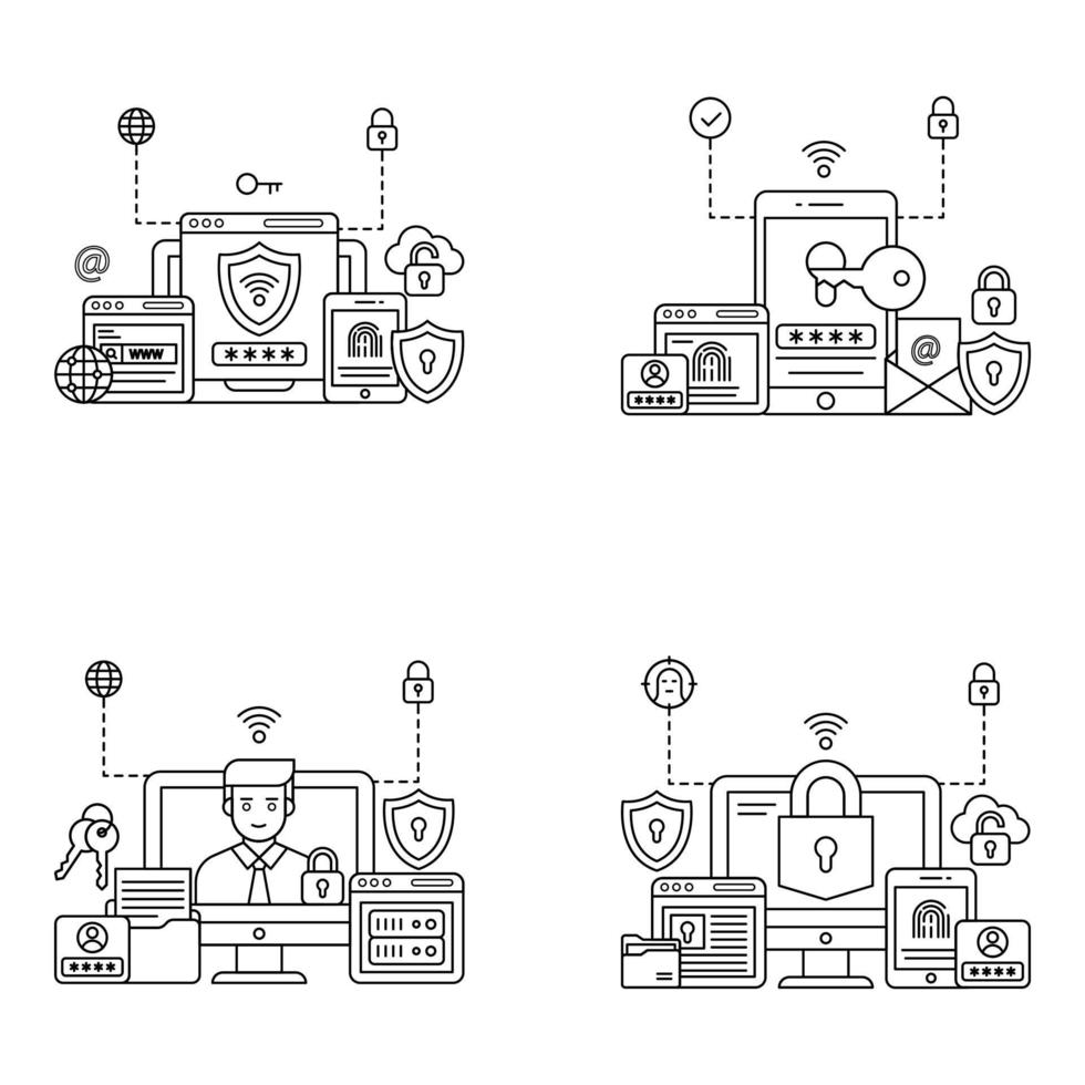 Pack of Misc Linear Illustrations vector