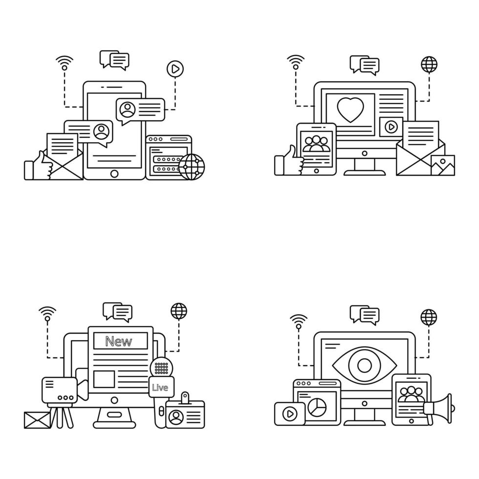 Pack of Misc Linear Illustrations vector