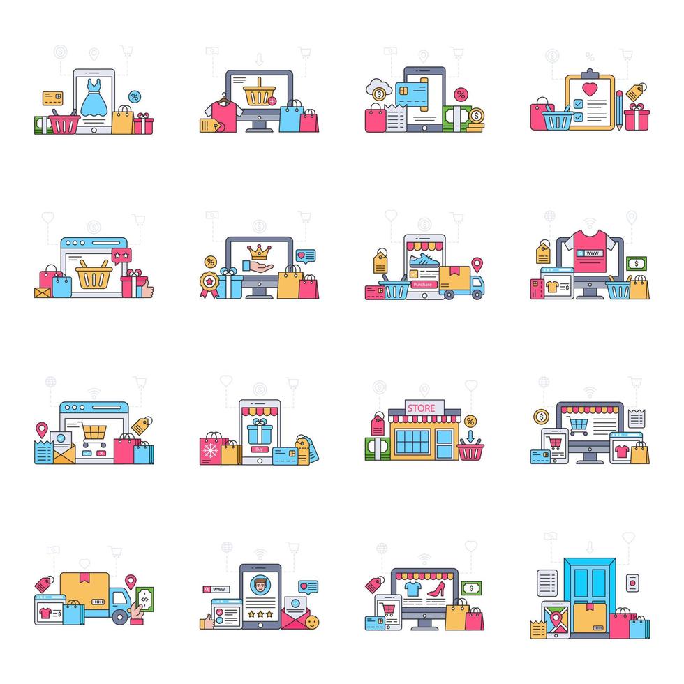 Ilustraciones de pack misc flat vector