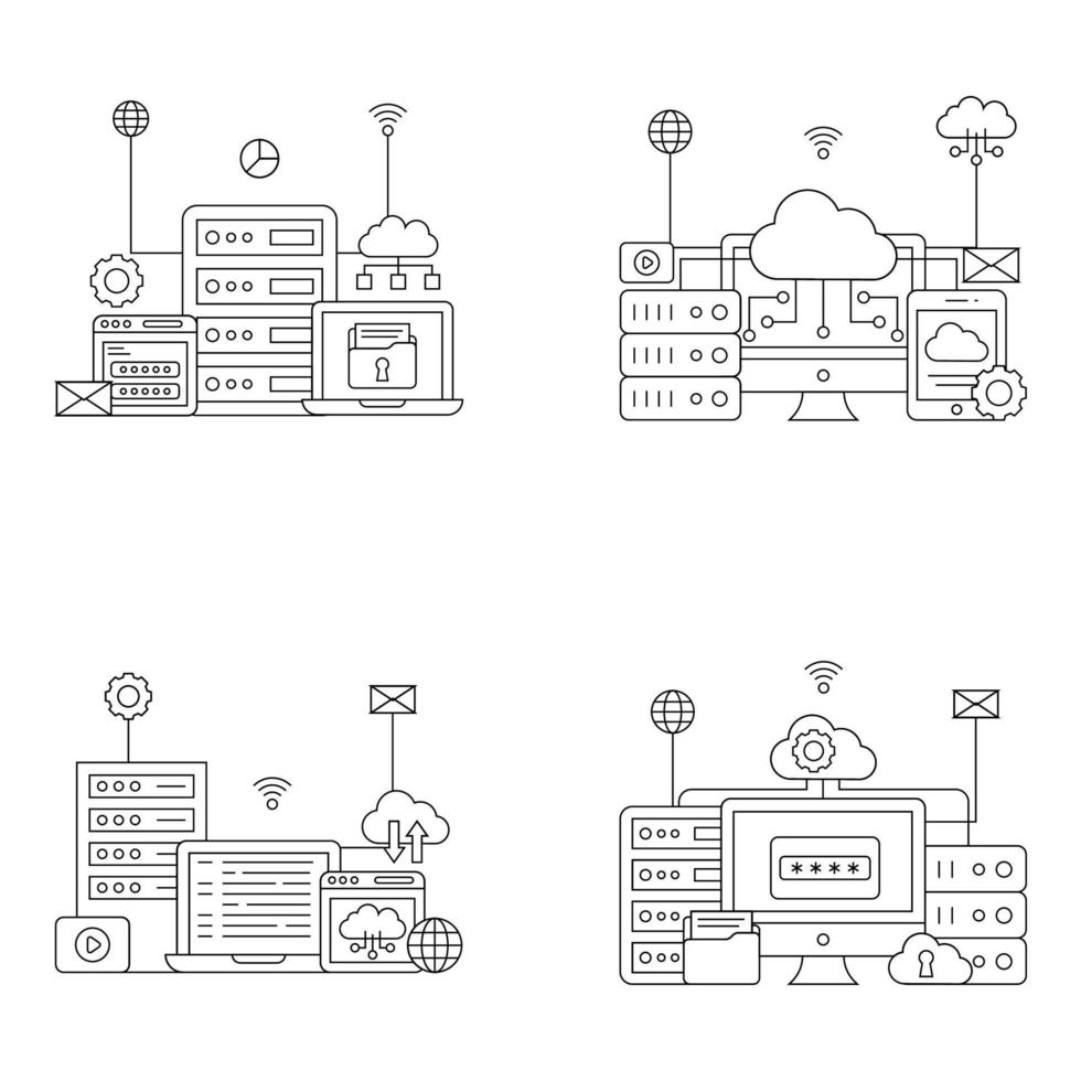 Pack of Misc Linear Illustrations vector