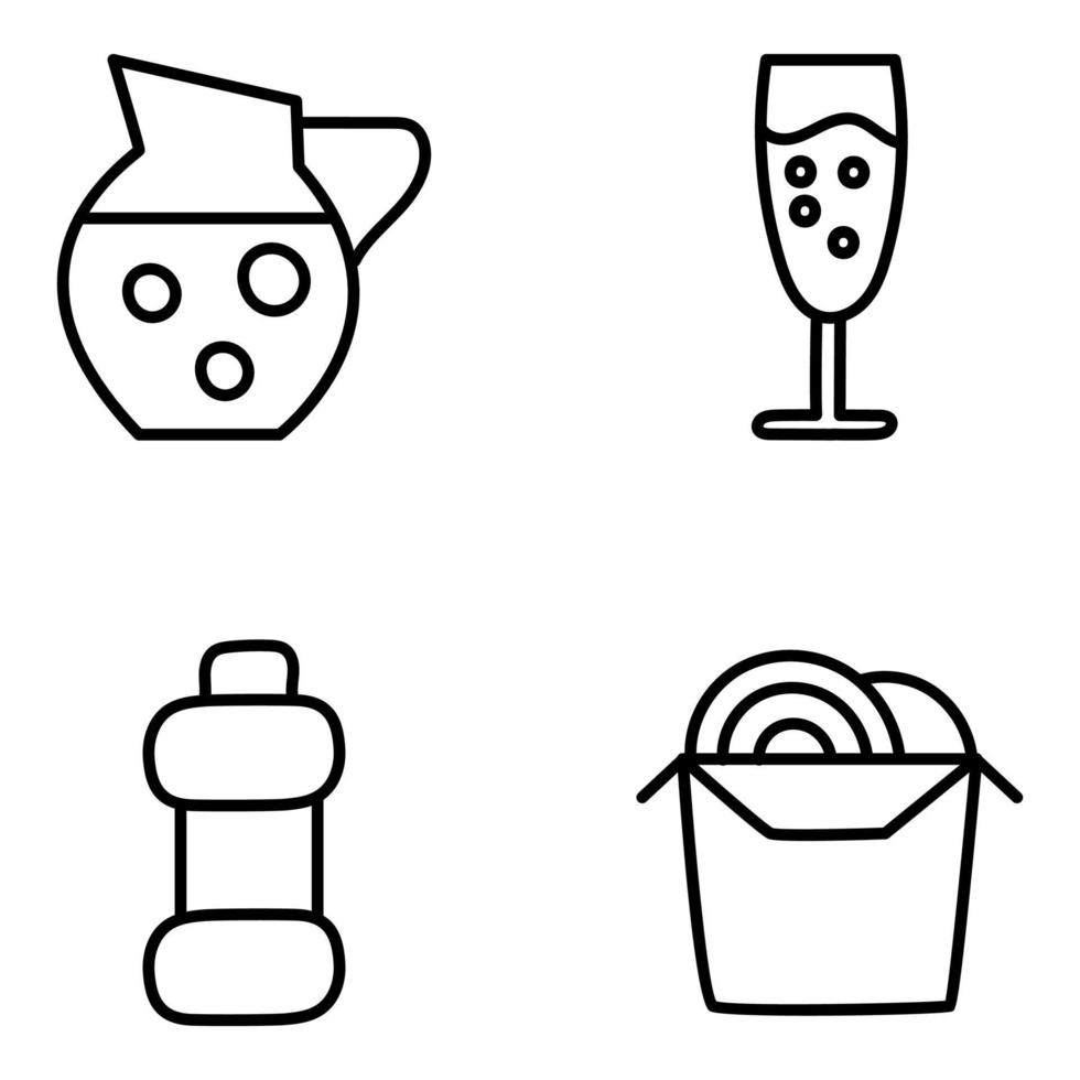 paquete de iconos planos de bebidas vector