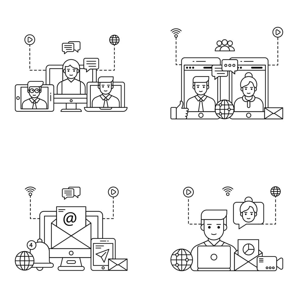 Pack of Misc Linear Illustrations vector