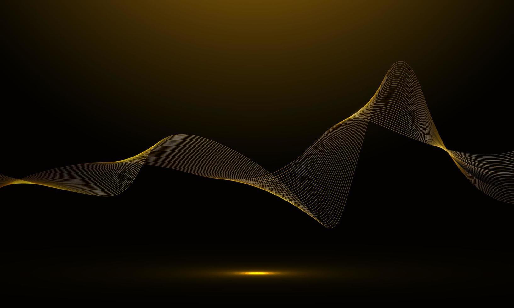 Modern golden line wave curve abstract background, vector illustration