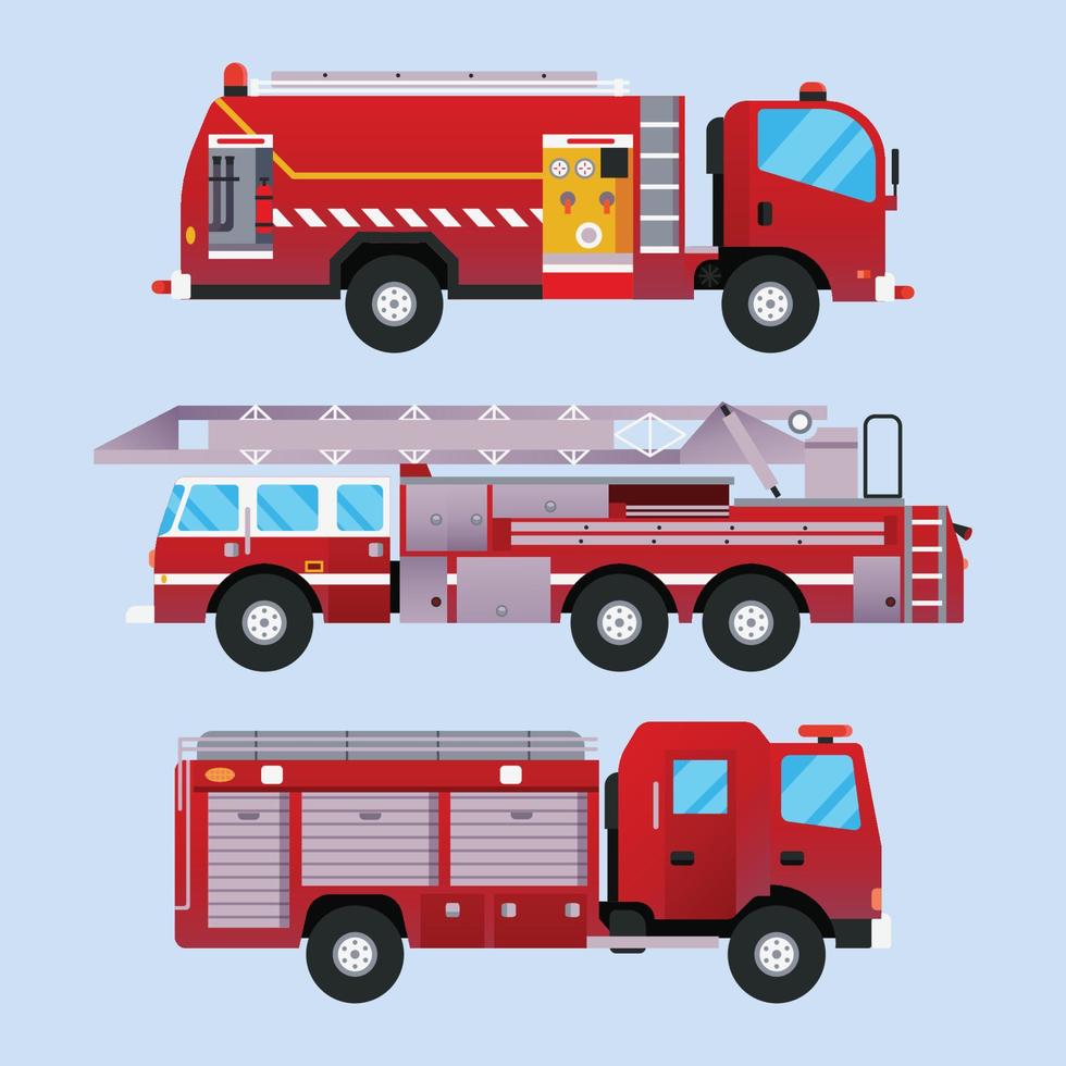 conjunto de camiones de bomberos vector