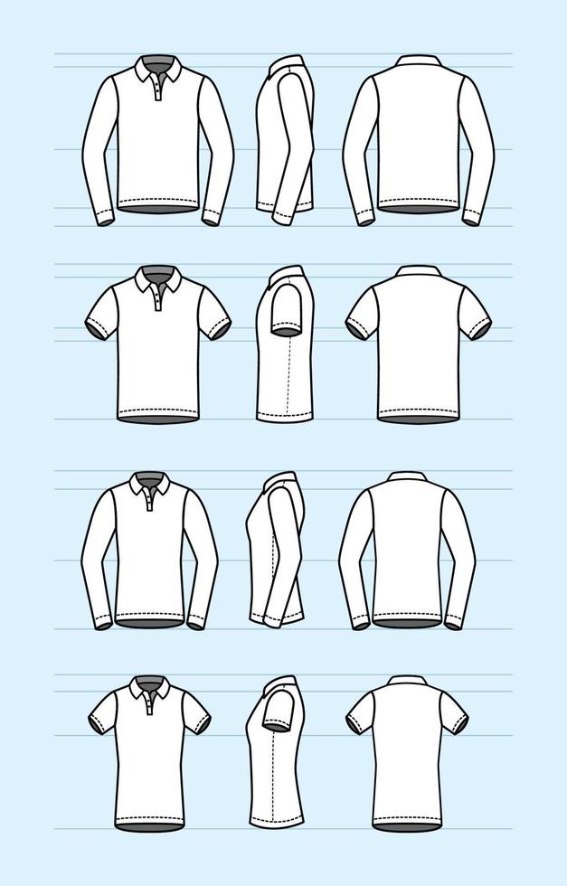 Outline Polo Shirt Mock Up for Men and Women vector