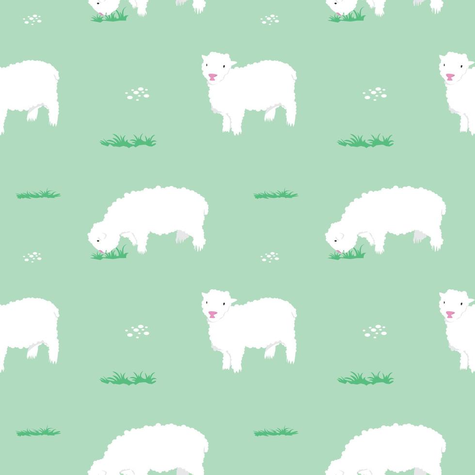 Seamless Pattern Repeatable Texture Summer Spring Cute Lamb Sheep Nature vector