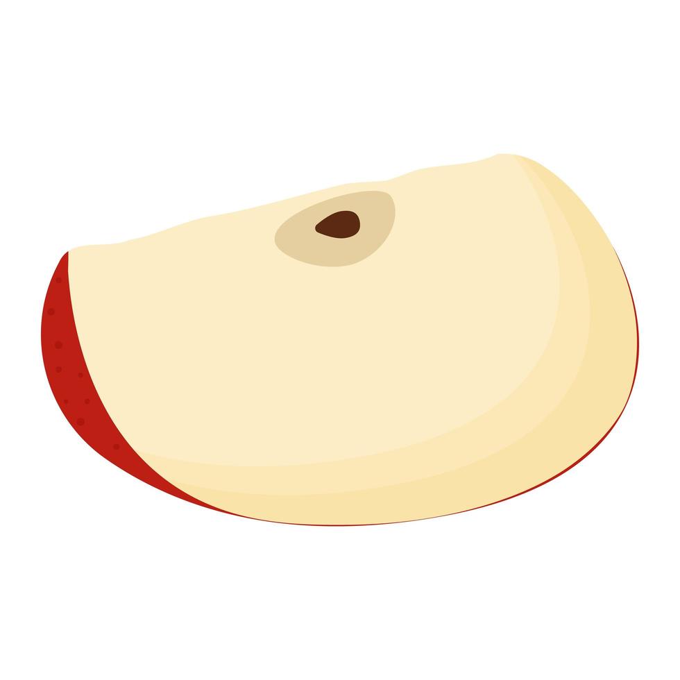 A piece of red apple isolated on white background. Flat vector illustration