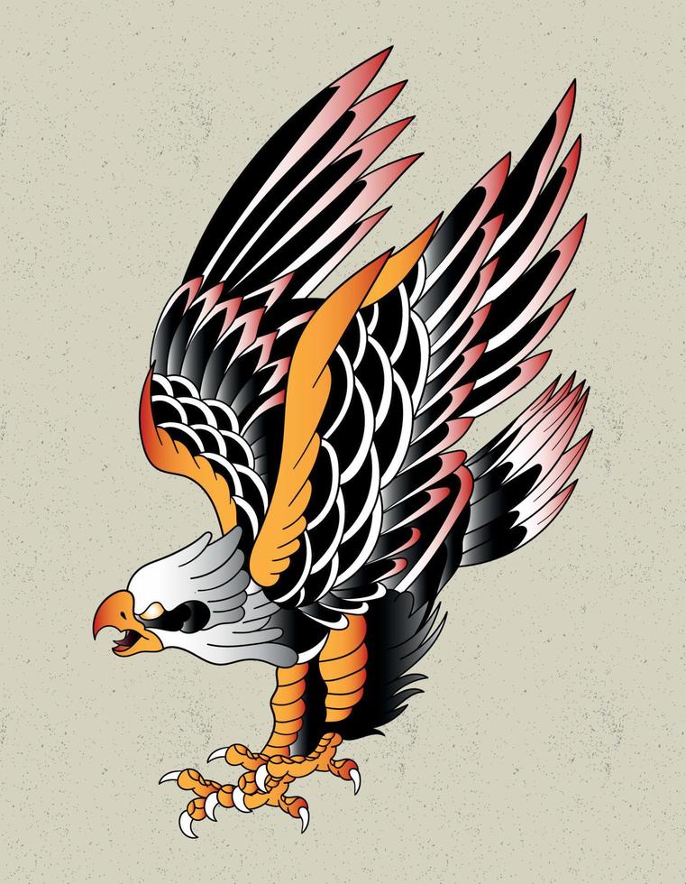 tatuaje de la vieja escuela de águila vector