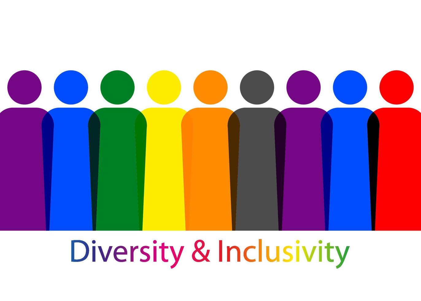 Inclusion and diversity. Silhouettes of people and LGBTQ set, people portrait vector logo for website, banner gay pride concept, colorful rainbow sign vector isolated on white background