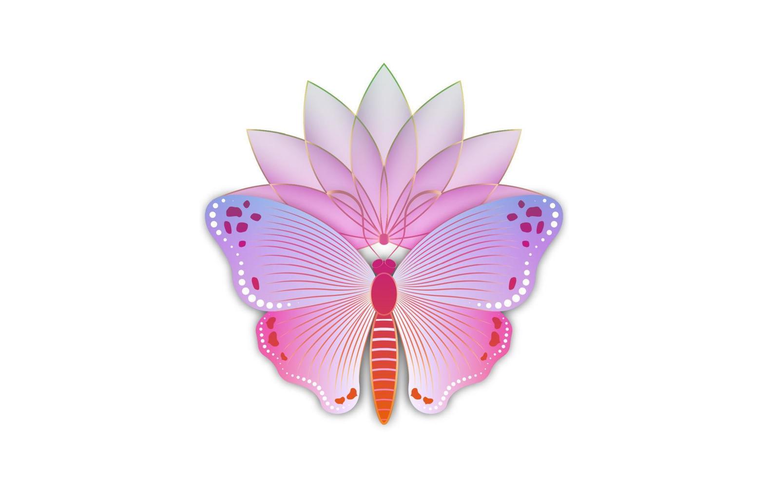 lotus flower and butterfly logo Slogan with colorful Butterfly colorful flower template. Vector Design for Fashion, Poster and Card Prints, isolated on white background