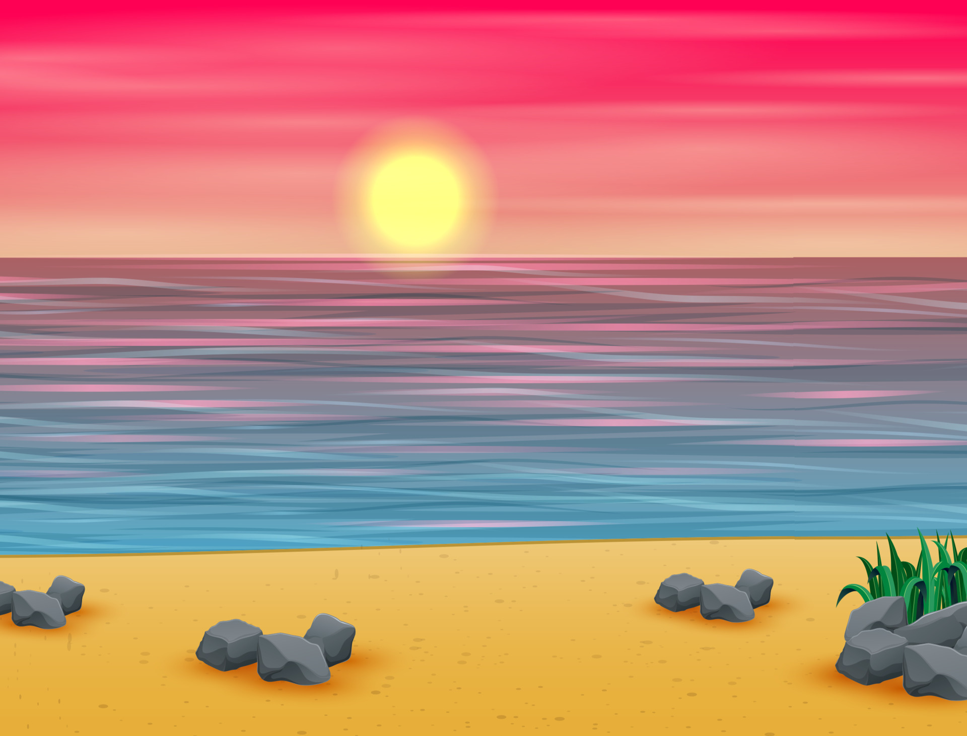 Pink summer sunset on the tropical beach background 5951823 Vector ...