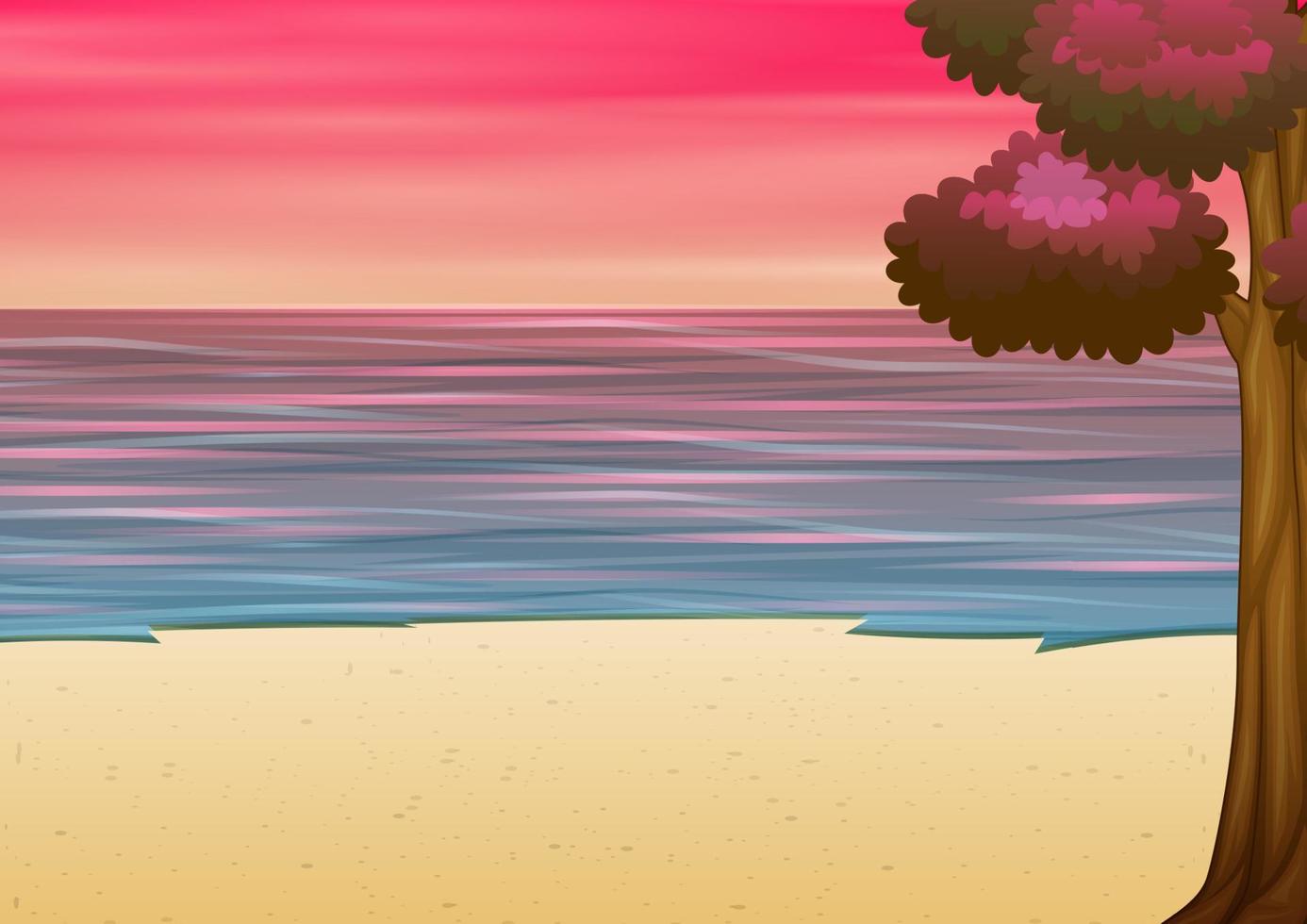 fondo marino con el hermoso cielo rosa vector