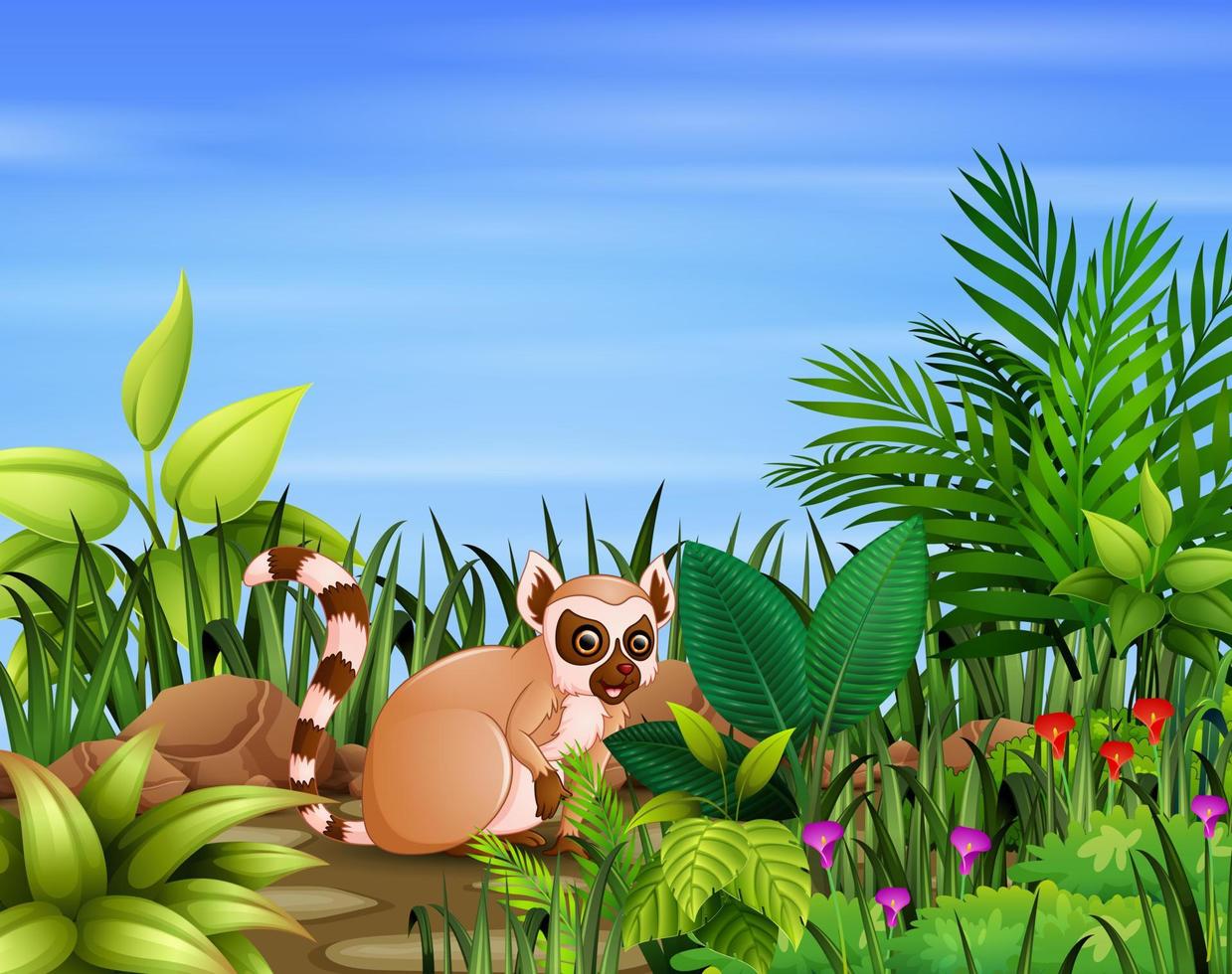 A lemur playing in the park vector