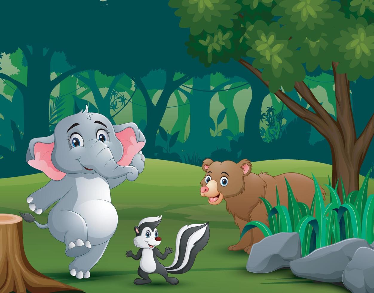 The various animals in the jungle vector