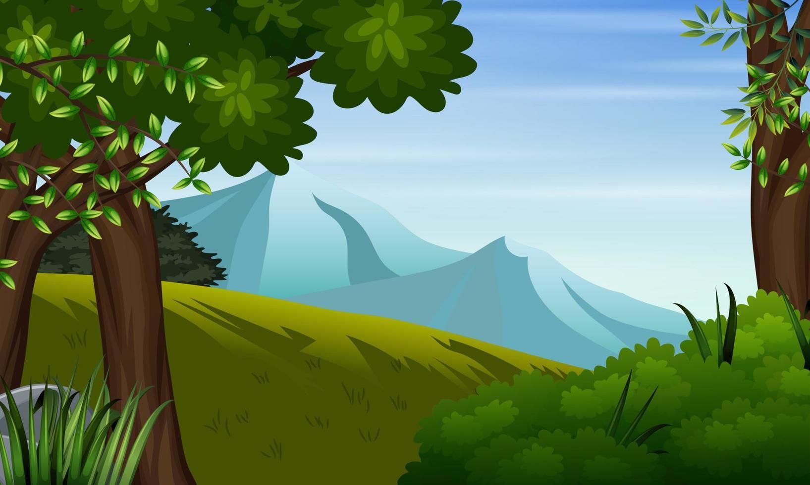 Landscape with jungle and mountain background vector