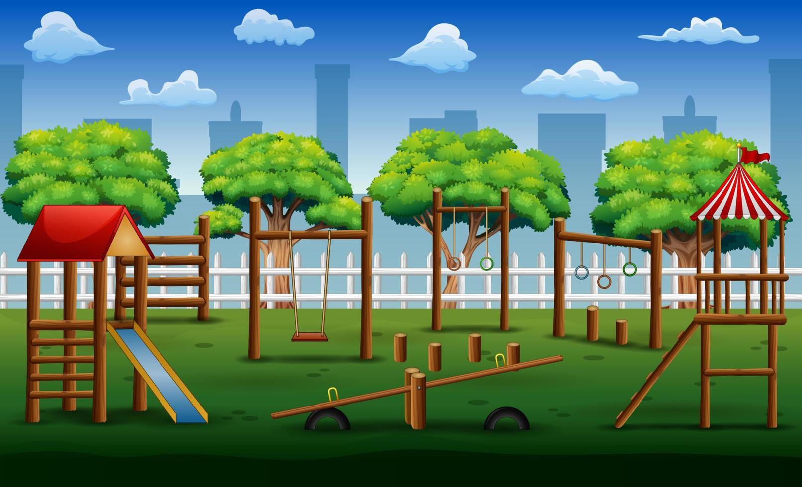 Children playground in the city park with toys vector