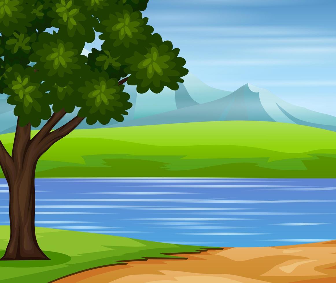 Road to the river with a nature landscape vector