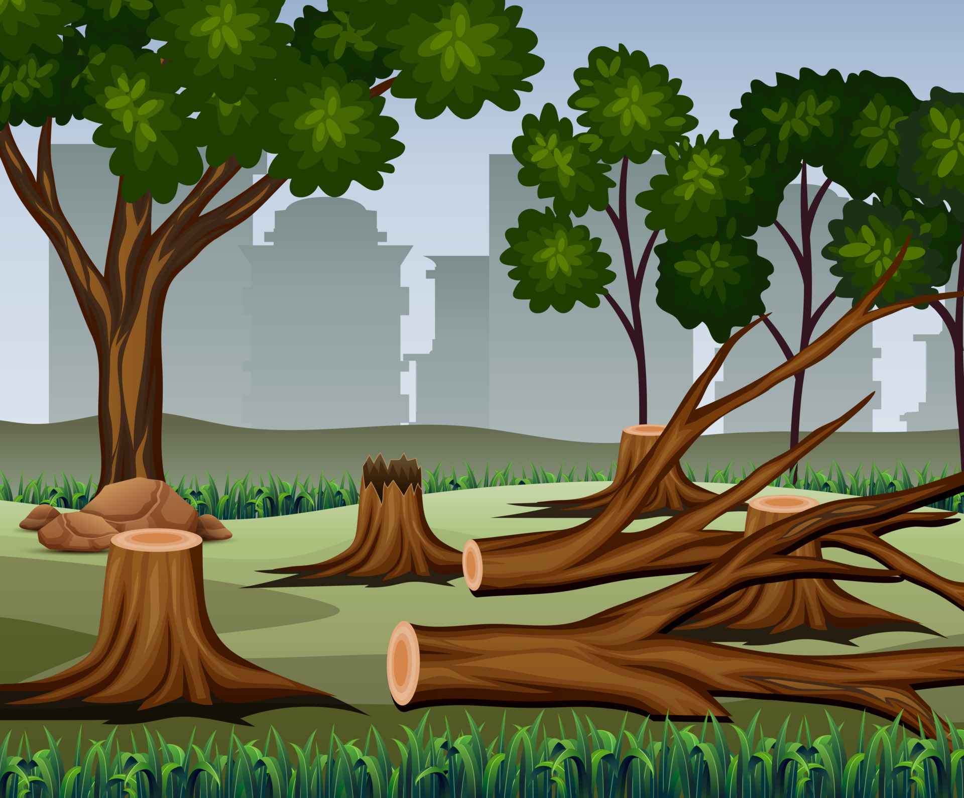 Tree trunk was cut with many trees on the forest background 5952036 Vector  Art at Vecteezy