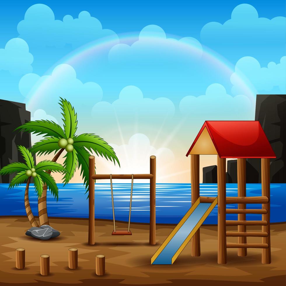 Illustration of playground on the beach vector