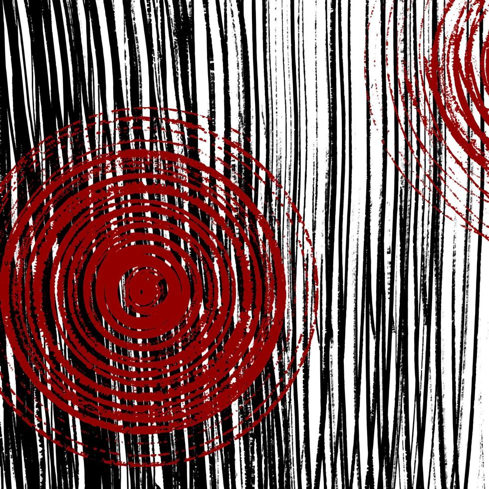 WHITE VECTOR CANVAS WITH ABSTRACT GRUNGE BLACK SCRATCHES AND RED CIRCLE