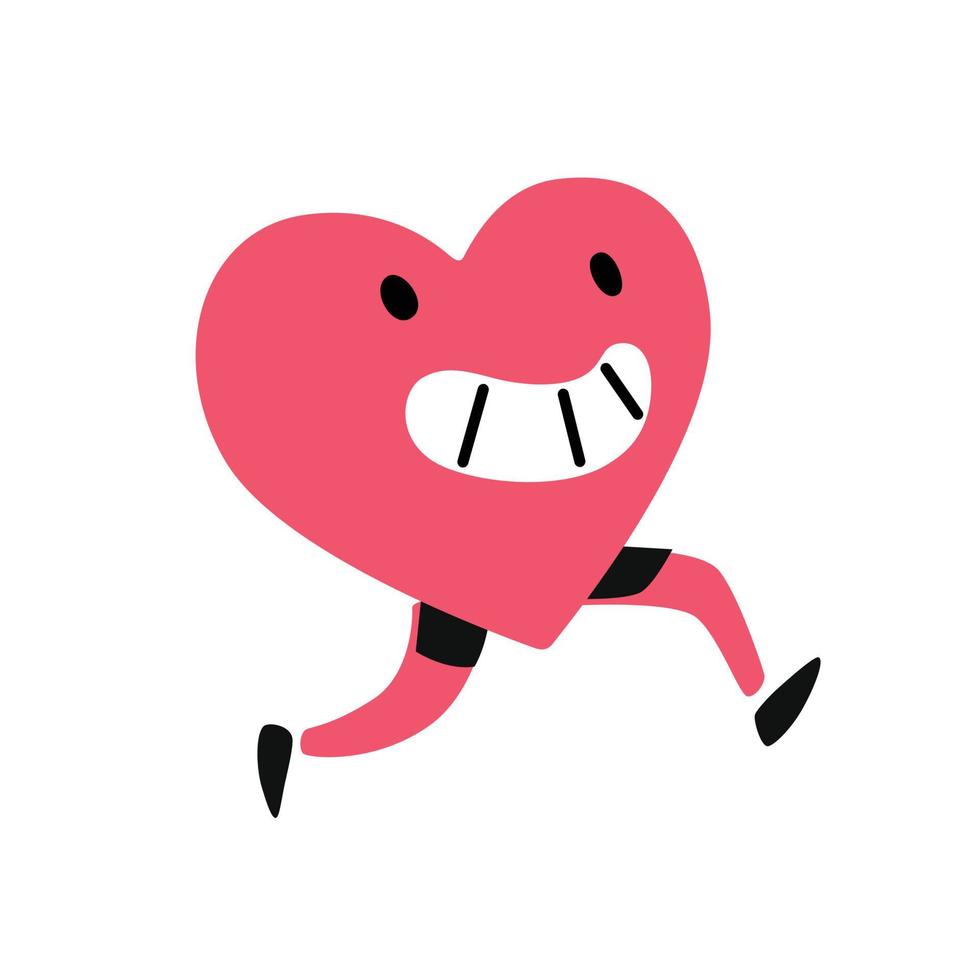 Character heart. Vector. Illustration of a running living heart. Flat style. Valentine's Day. Logo vector