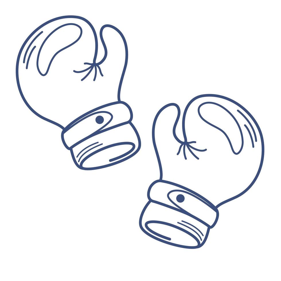 guantes de boxeo. arte de línea de accesorios deportivos en estilo doodle. equipamiento para competiciones de lucha libre, ahorcamiento y protección de manos. ilustración vectorial aislado sobre fondo blanco vector