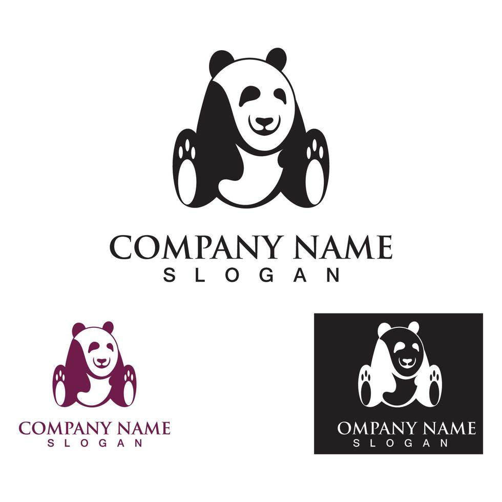 Panda cute bear logo animal mammals modern is funny vector icon