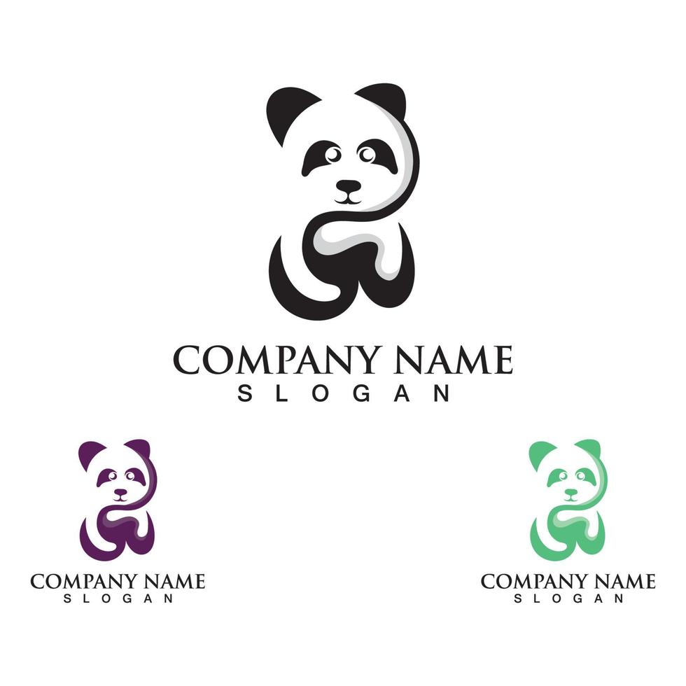 Panda cute bear logo animal mammals modern is funny vector icon