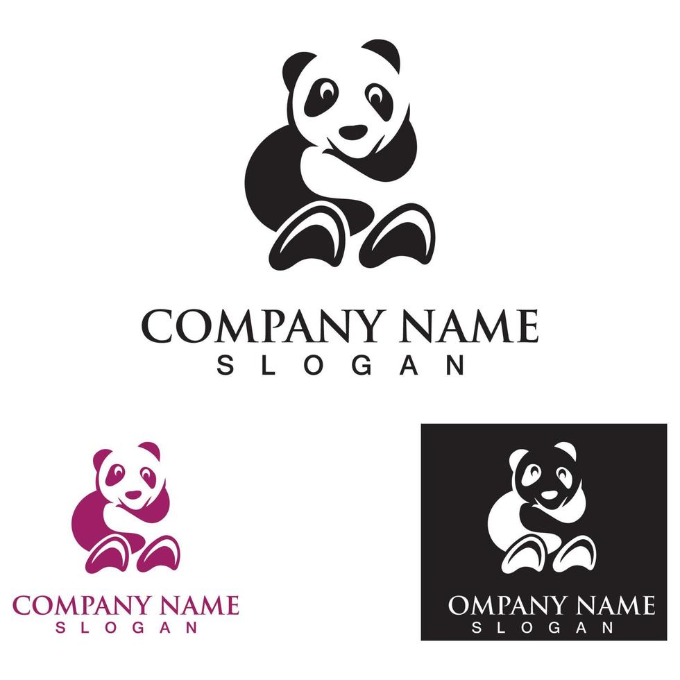 Panda cute bear logo animal mammals modern is funny vector icon