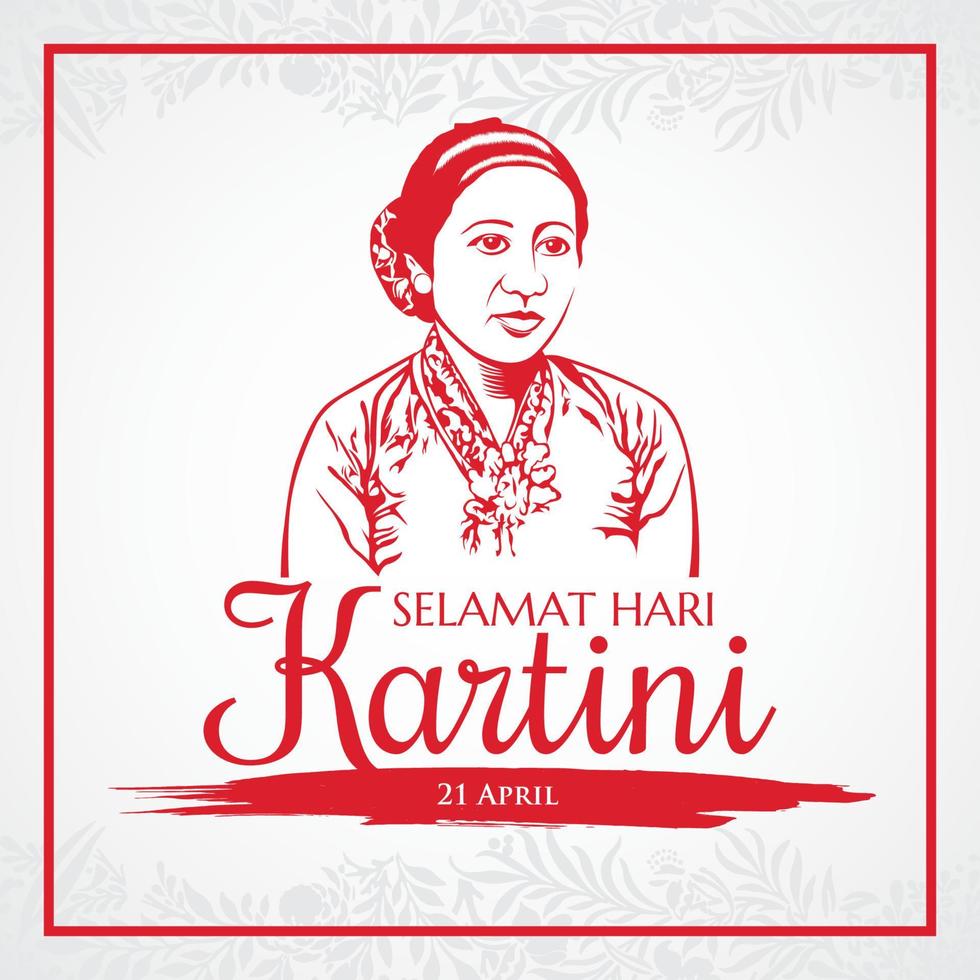 selamat hari kartini. traducción feliz día de kartini. kartini es la heroína de la educación de las mujeres y los derechos humanos en indonesia vector