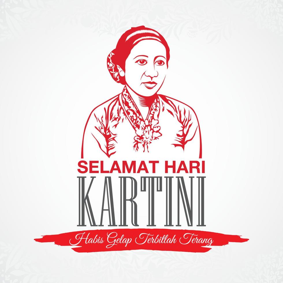 selamat hari kartini. traducción feliz día de kartini. kartini es la heroína de la educación de las mujeres y los derechos humanos en indonesia vector