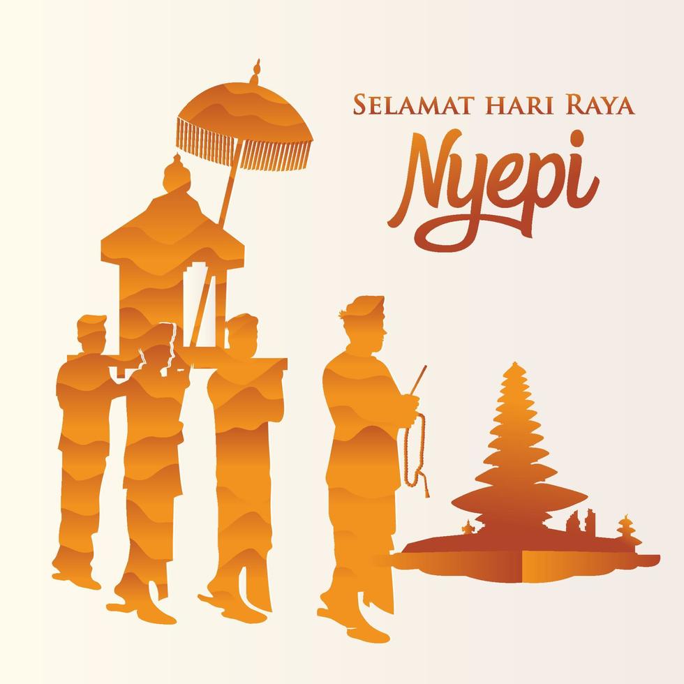 Selamat hari raya Nyepi. Translation Happy Day Of Silence Nyepi. vector