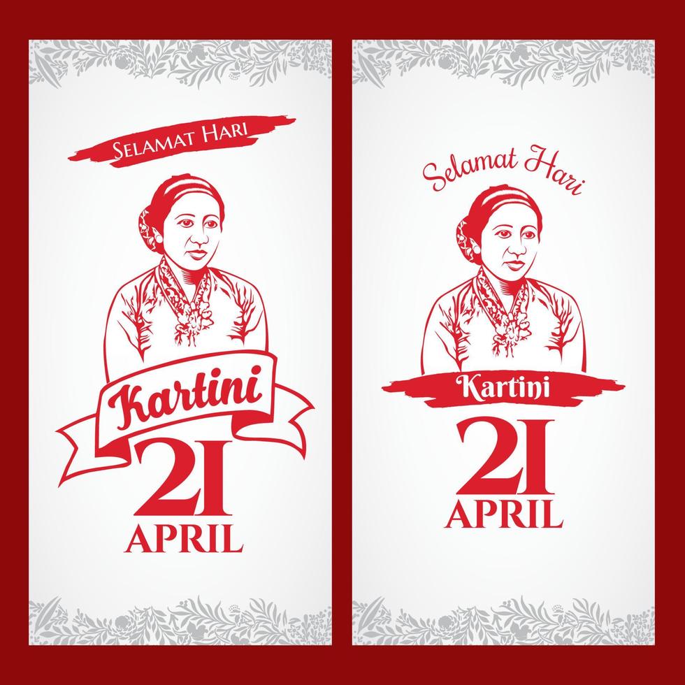 selamat hari kartini. traducción feliz día de kartini. kartini es la heroína de la educación de las mujeres y los derechos humanos en indonesia vector