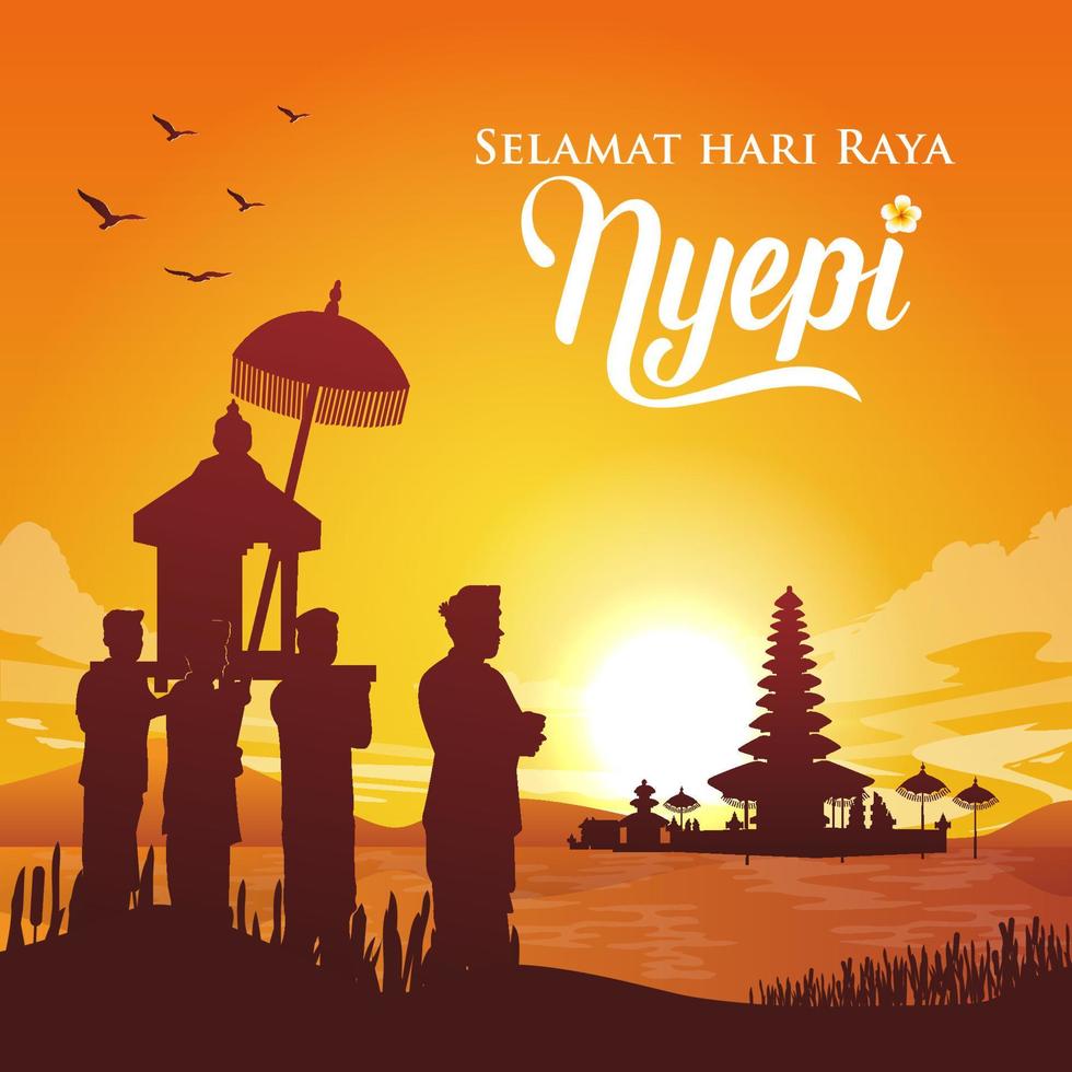 selamat hari raya nyepi. traduccion feliz dia del silencio nyepi. adecuado para tarjeta de felicitación vector