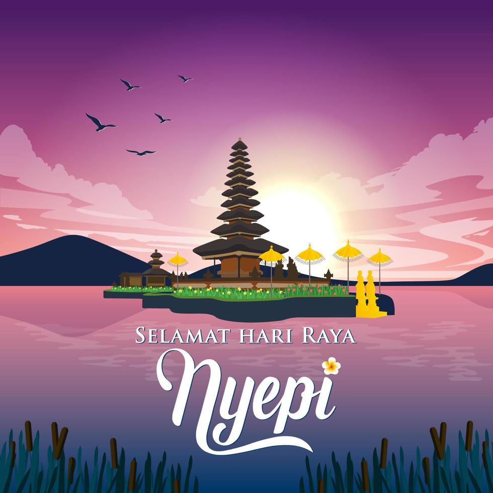 Selamat hari raya Nyepi. Translation Happy Day Of Silence Nyepi. Suitable for greeting card vector