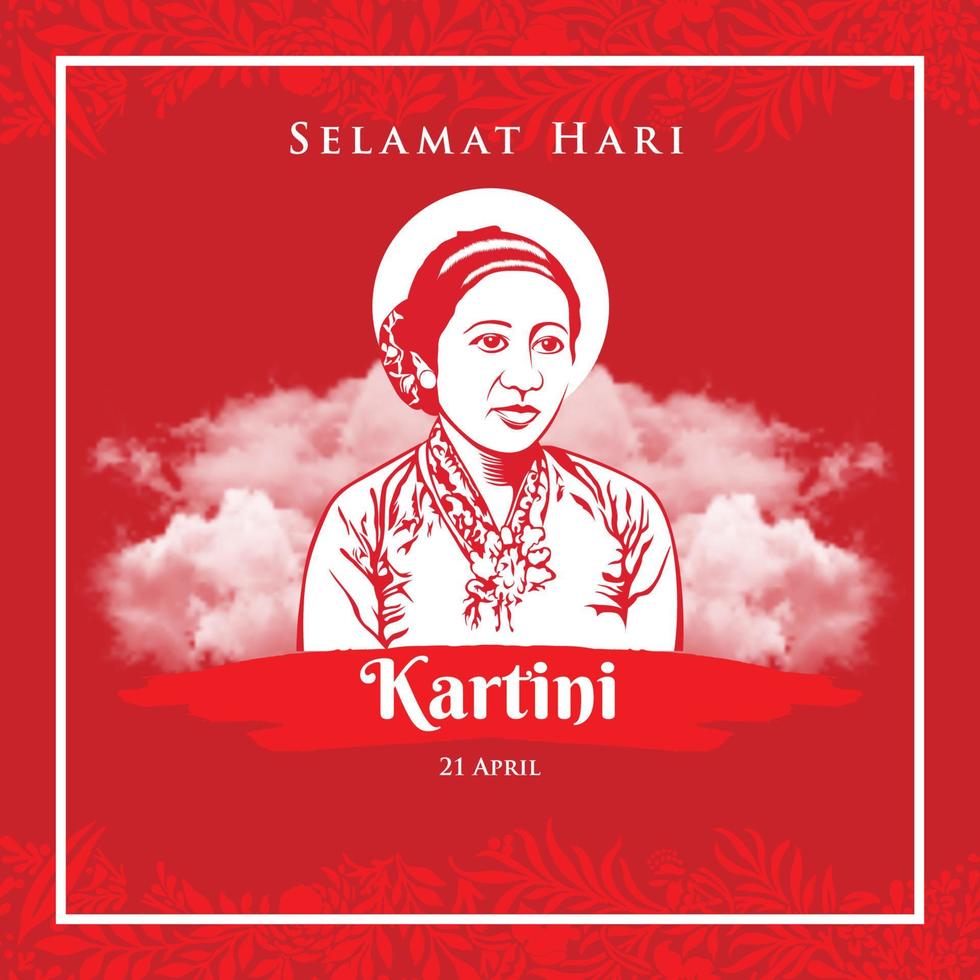selamat hari kartini. traducción feliz día de kartini. kartini es la heroína de la educación de las mujeres y los derechos humanos en indonesia vector