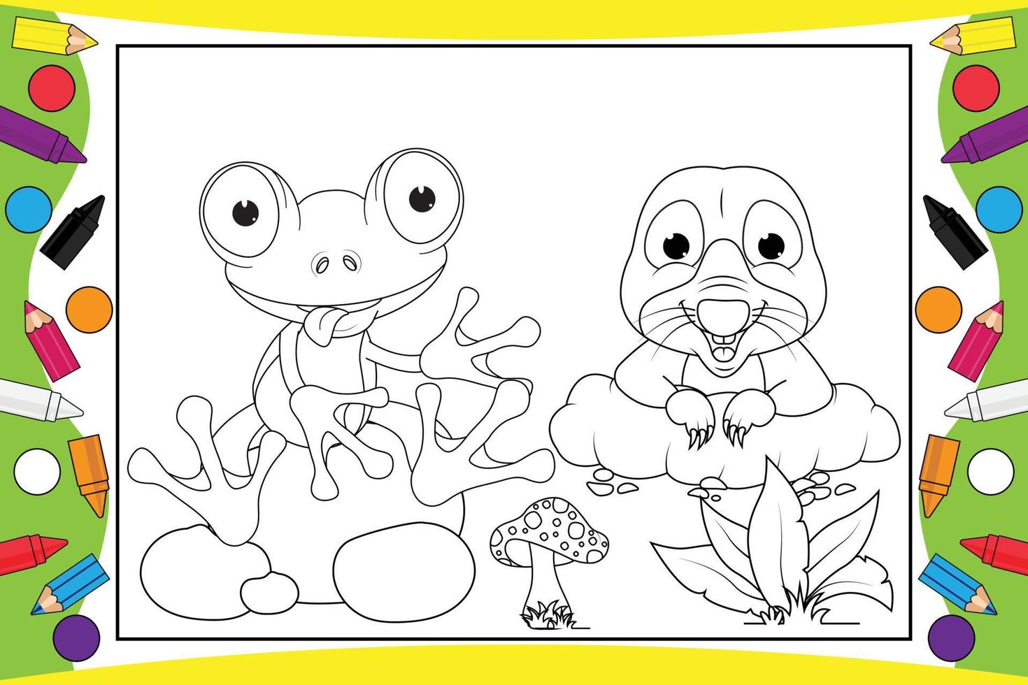 dibujos animados de animales para colorear para niños vector