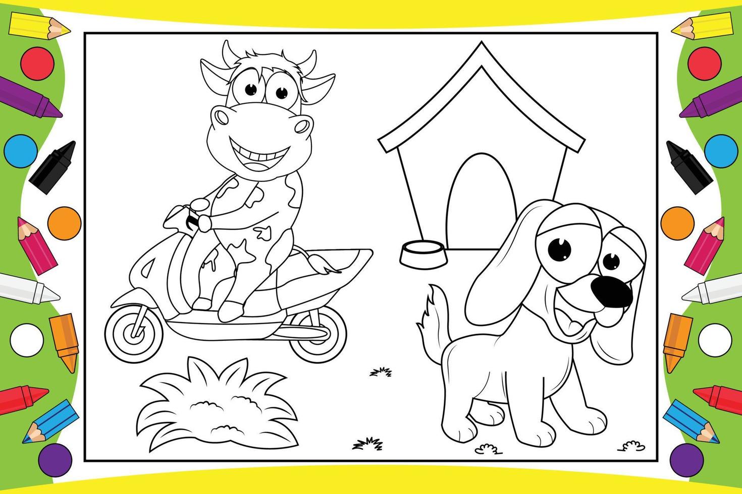 coloring animal cartoon for kids vector