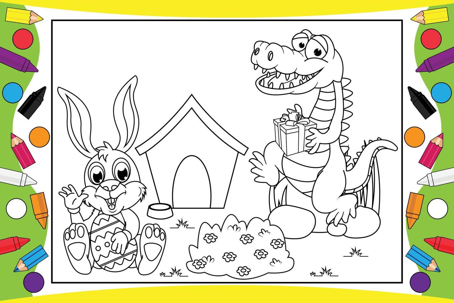 coloring animal cartoon for kids vector