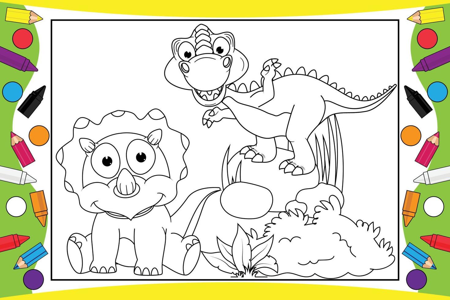 coloring cute dinosaur for kids vector