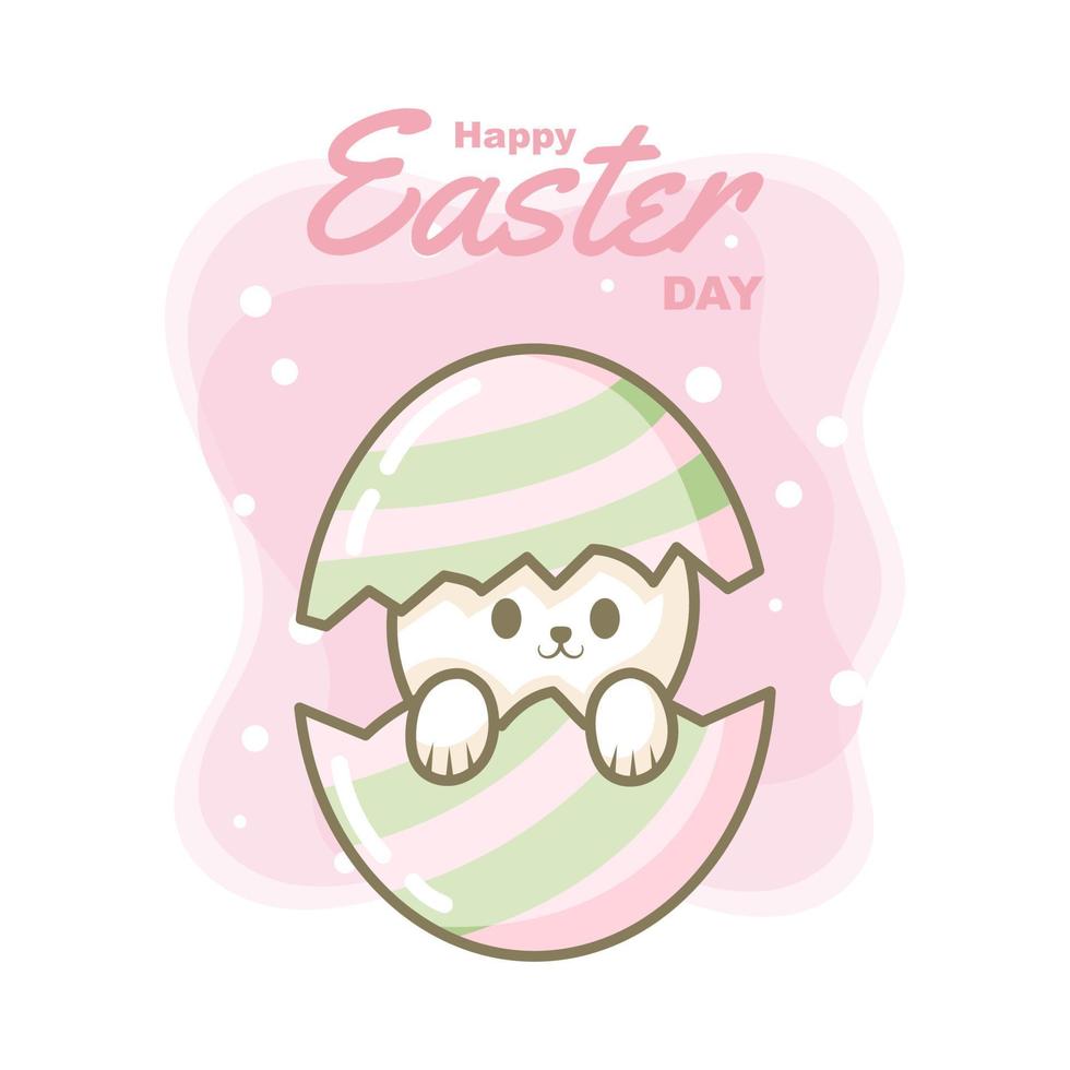 lindo conejito de pascua en huevo vector