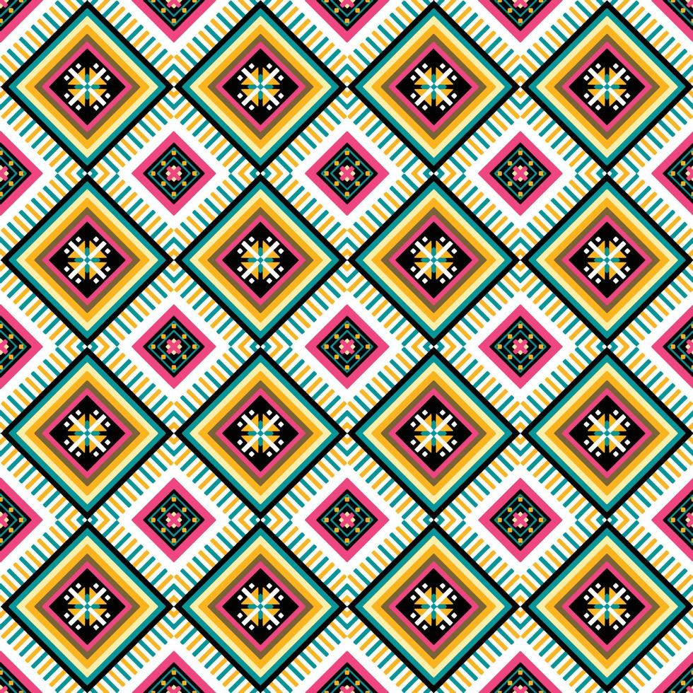 diseño tradicional de patrón oriental étnico geométrico colorido para fondo, alfombra, papel pintado, ropa, envoltura, batik, tela, estilo de bordado de ilustración vectorial vector