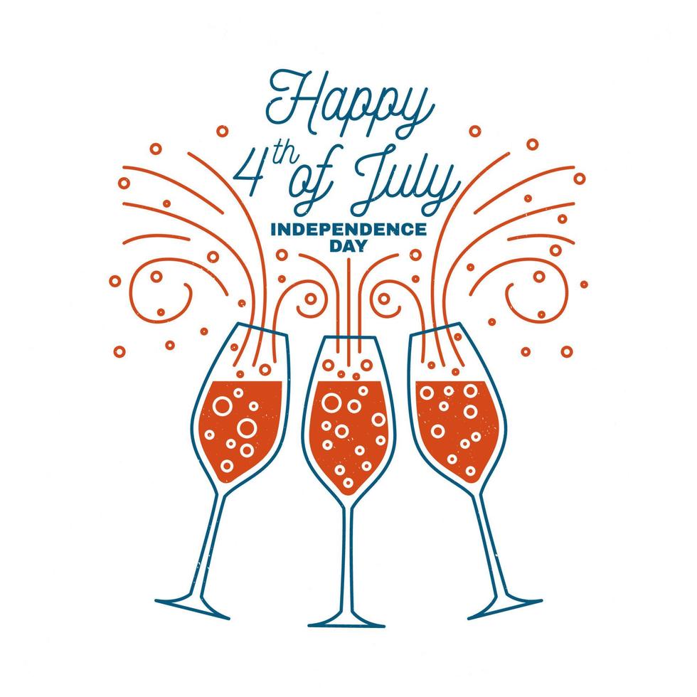 Vintage 4th of july design in retro style. Independence day greeting card. Patriotic banner for website template. Vector illustration.